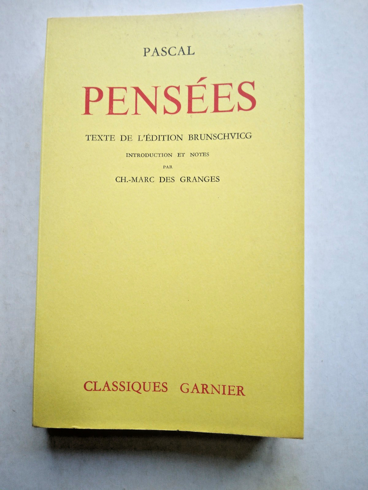Pascal. Pensees. Classiques Garnier vintage pb dw 342pp very good French literat