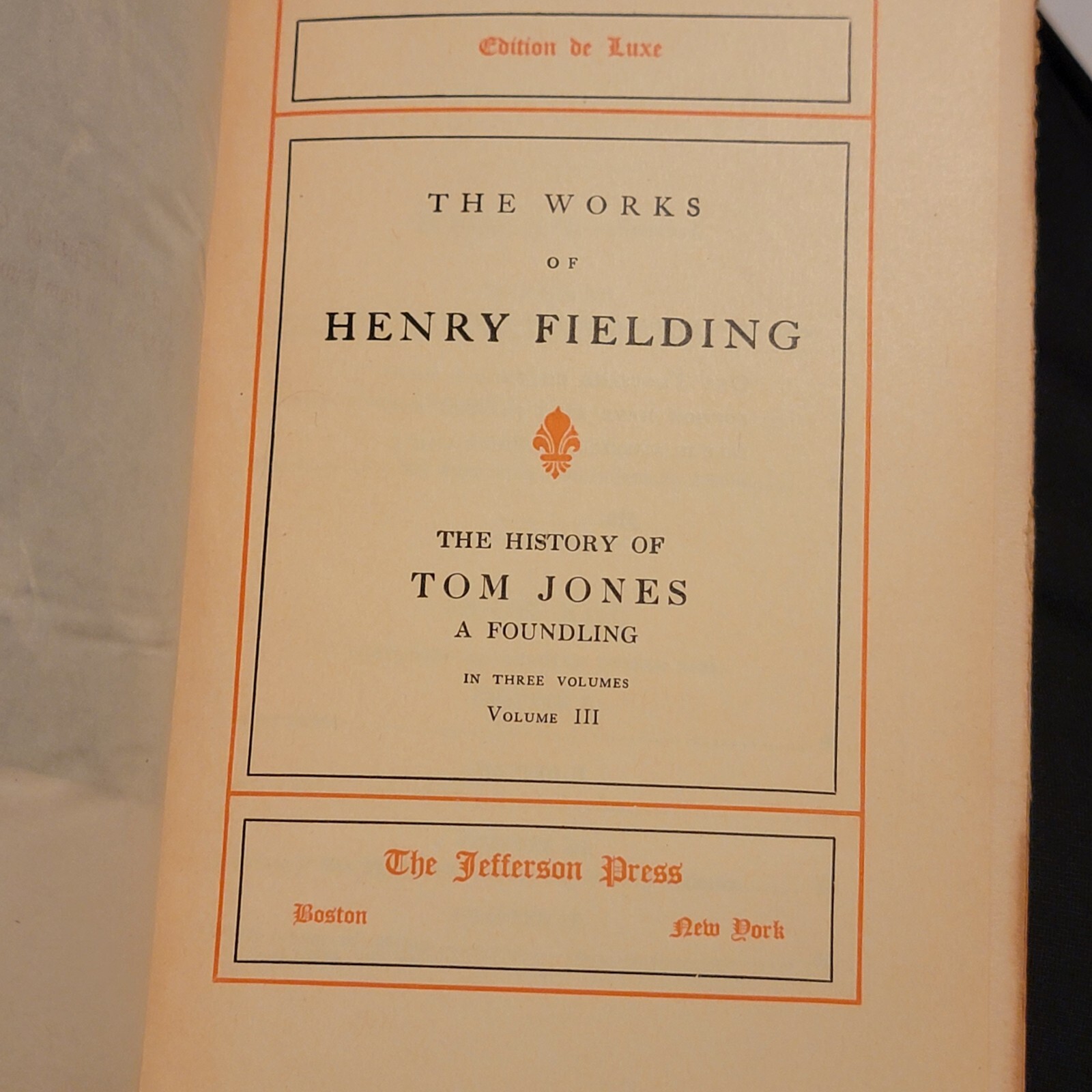 The Works of Henry Fielding Tom Jones Edition de Luxe Antique Jefferson Press