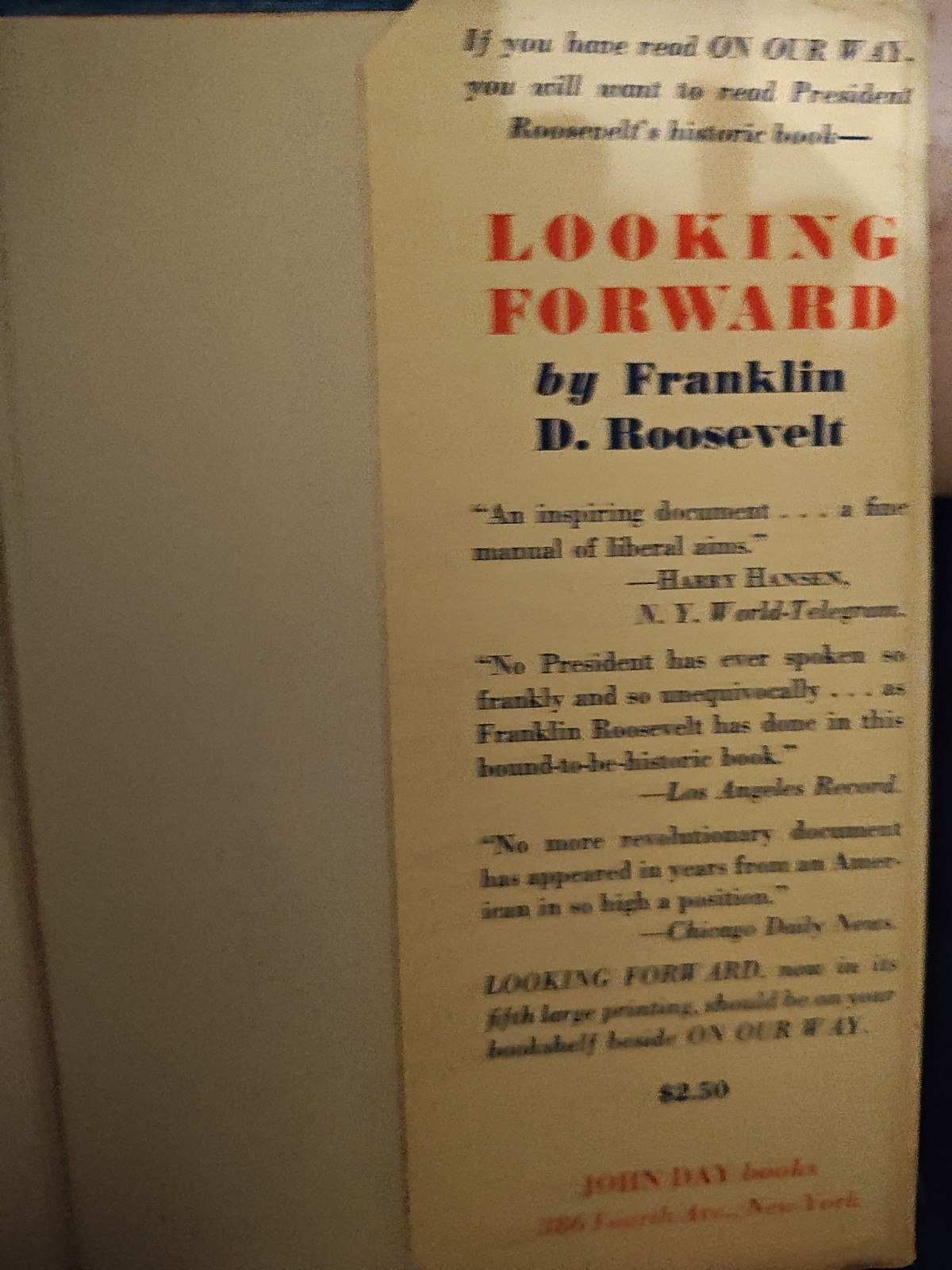 1934 On Our Way, by Franklin D. ROOSEVELT, True First Edition With Errors