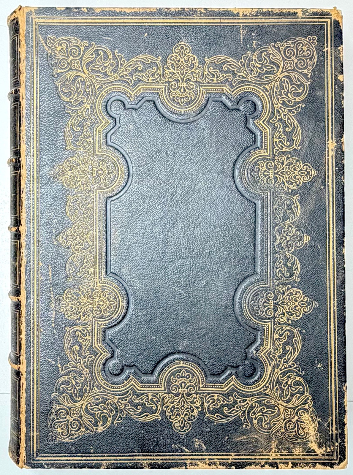 1857 AMERICAN BIBLE SOCIETY HOLY BIBLE NEW YORK GIANT GILT LEATHER FAMILY RECORD
