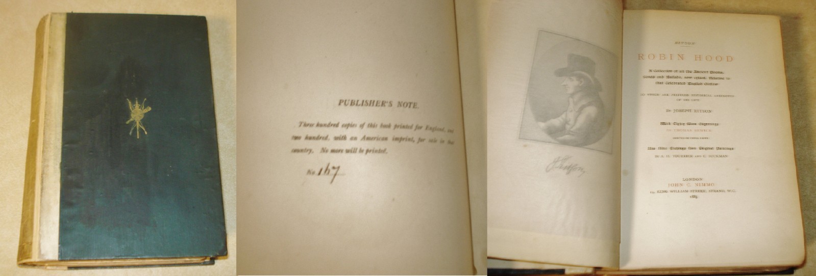 Joseph Ritson 1885 Robin Hood Collection of Ancient Poems Limited Ed 1/300 Illus