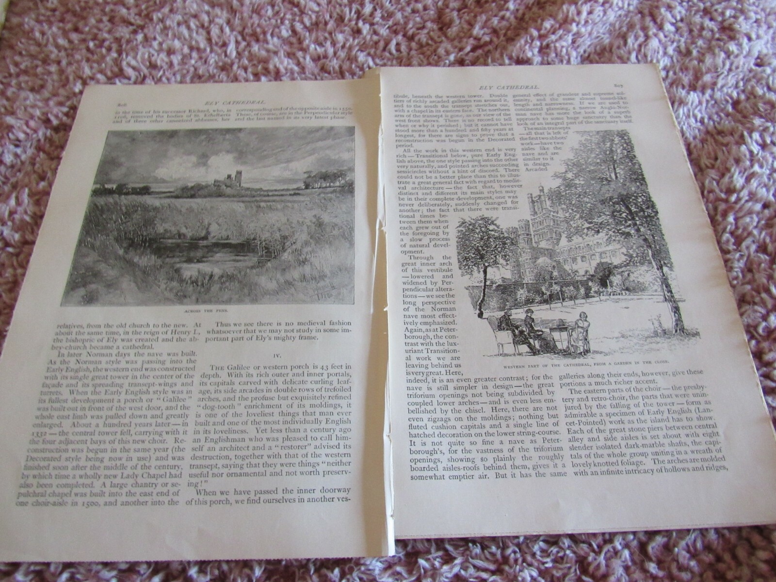 Antique Article-Illustrated-Ely Church Cathedral England-1887-1880’s-Outlook