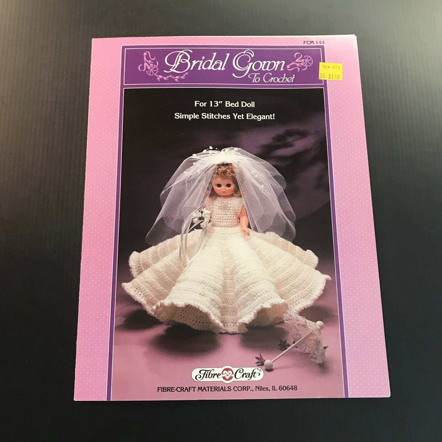 Bridal Gown To Crochet For 13″ Bed Doll Pattern FCM 144 Fibre-Craft