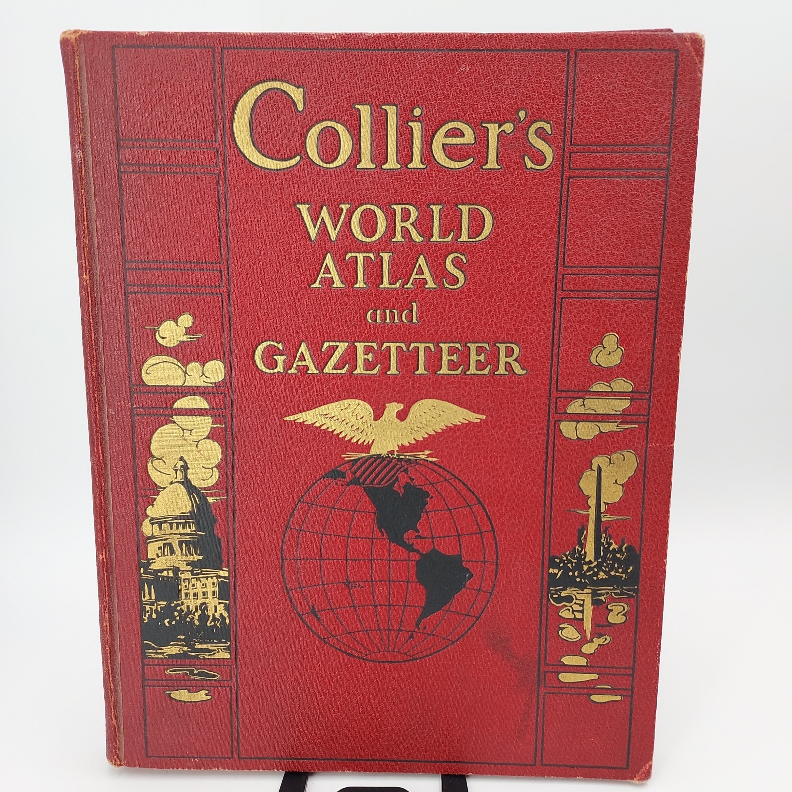 Collier’s World Atlas And Gazetteer 1939 Red Hardcover Made In USA Illustrated