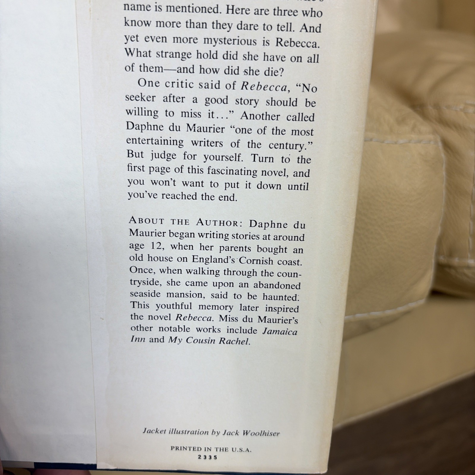 Rebecca by Daphne Du Maurier Hc/dj BOM Hitchcock directed 1938