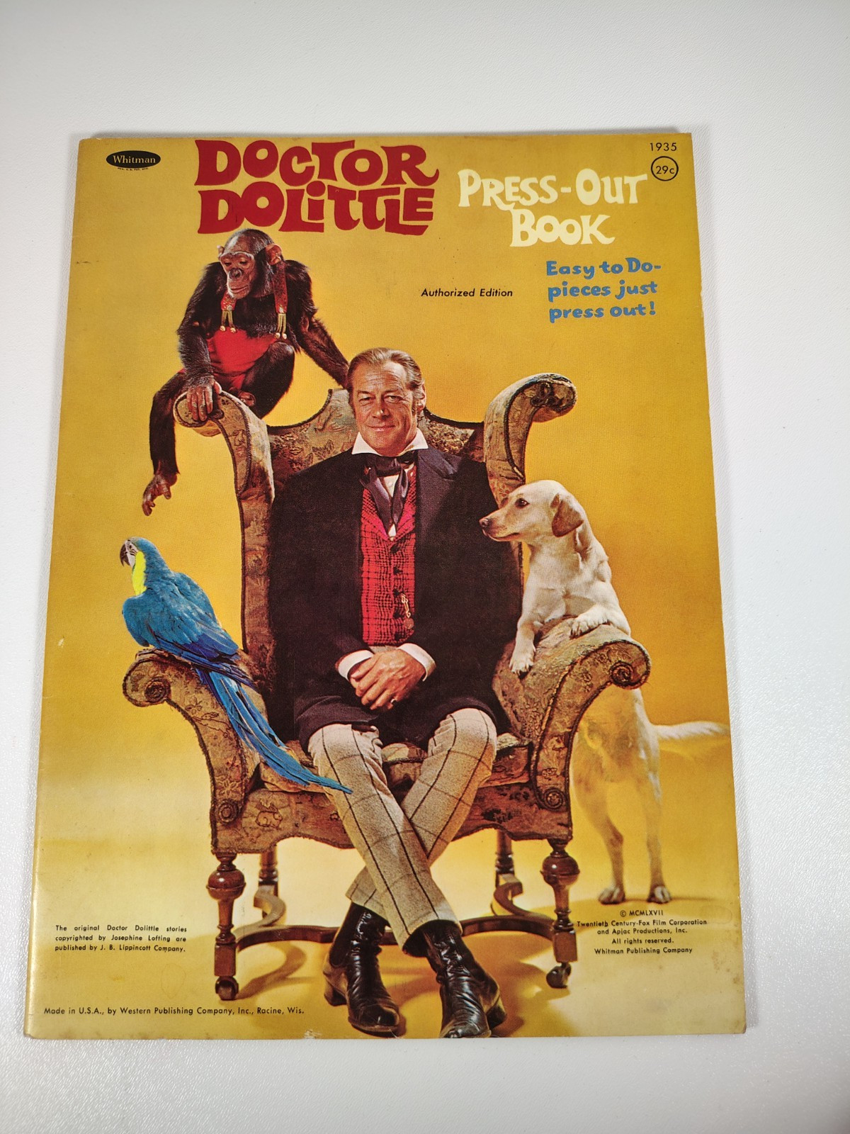 Vintage DOCTOR DOLITTLE Press-Out Book Whitman 1967 NOS NEW old Stock