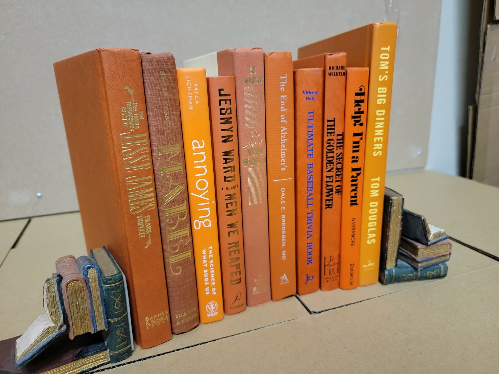 Lot of 6 Hardcover ORANGE SALMON Shades Mix Books for Staging Prop Decor Modern
