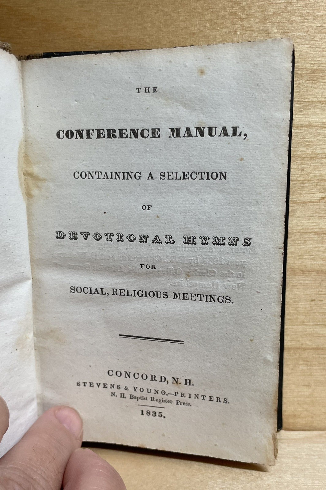 RARE – 1835 The Conference Manual – Containing Devotional Hymns
