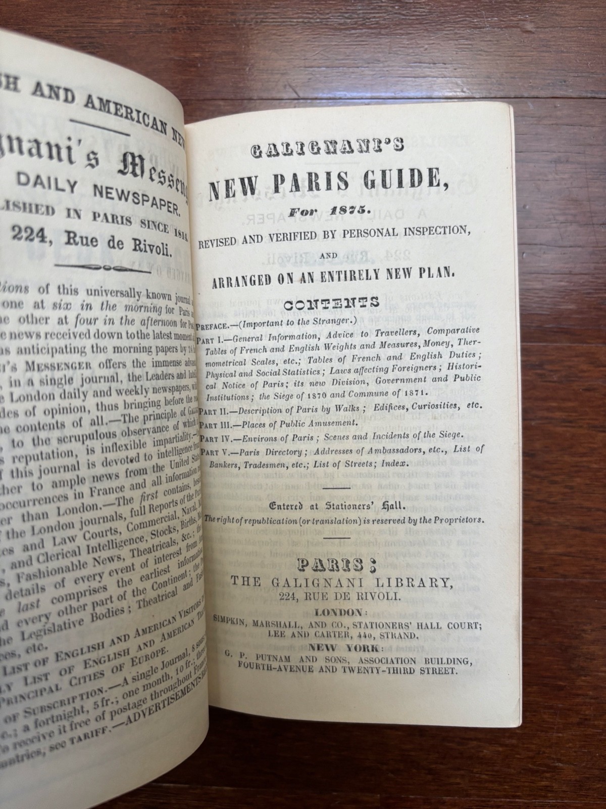 GALIGNANI’S NEW PARIS GUIDE FOR 1875 ILLUSTRATED TRAVEL GUIDE FRANCE ANTIQUE
