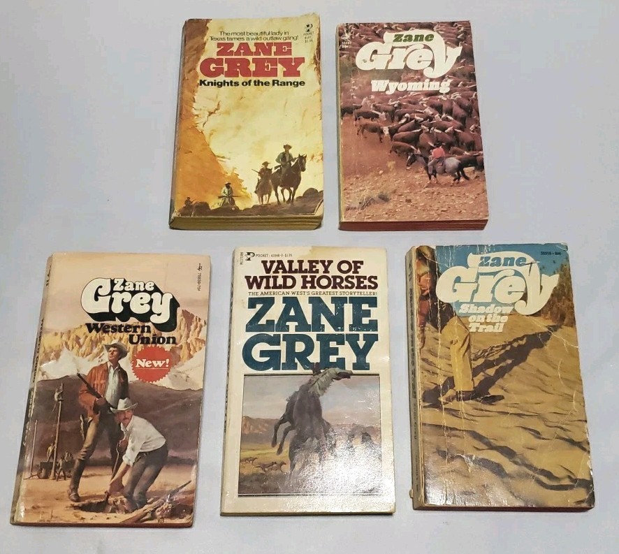 Book Lot Of 5 Vintage Zane Grey Western Novels