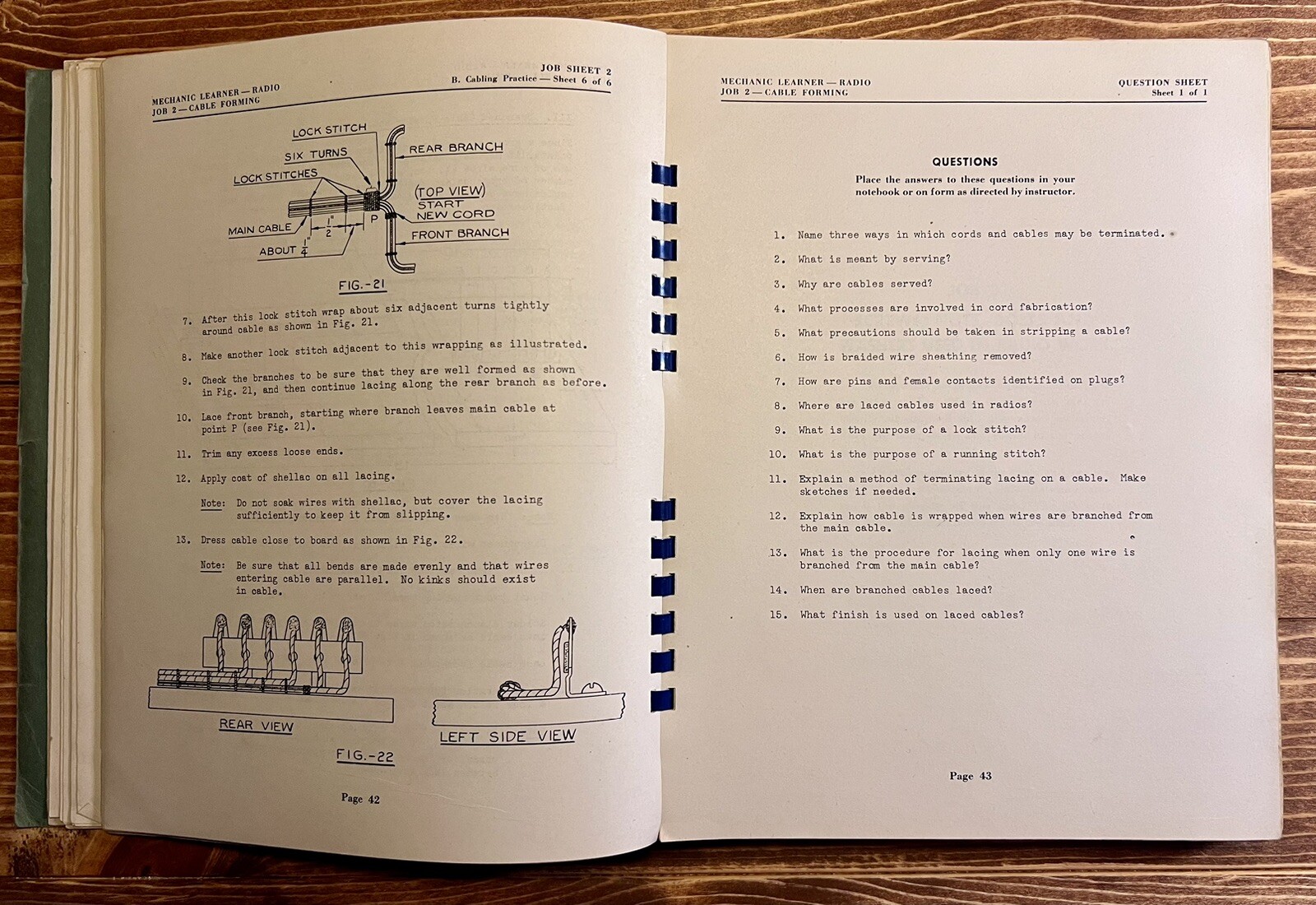 Mechanic Learner Radio US Army Corp of Engineers Antique Book 1942 Training Unit