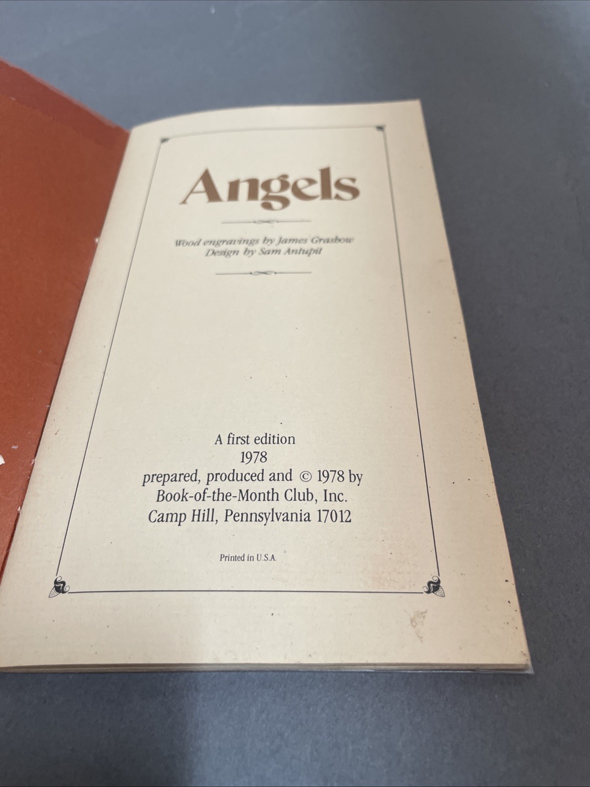 Angels vintage 1978 pamphlet Book of the Month Club printed in USA