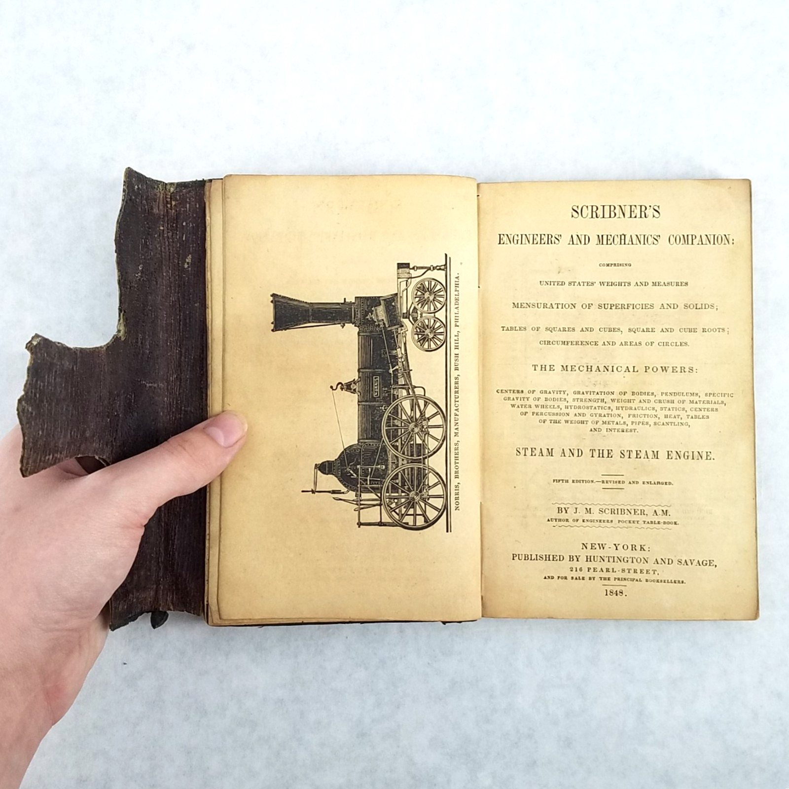 1848 Rare Unique Pocketbook Style Engineer and Mechanics’ Companion by Scribner