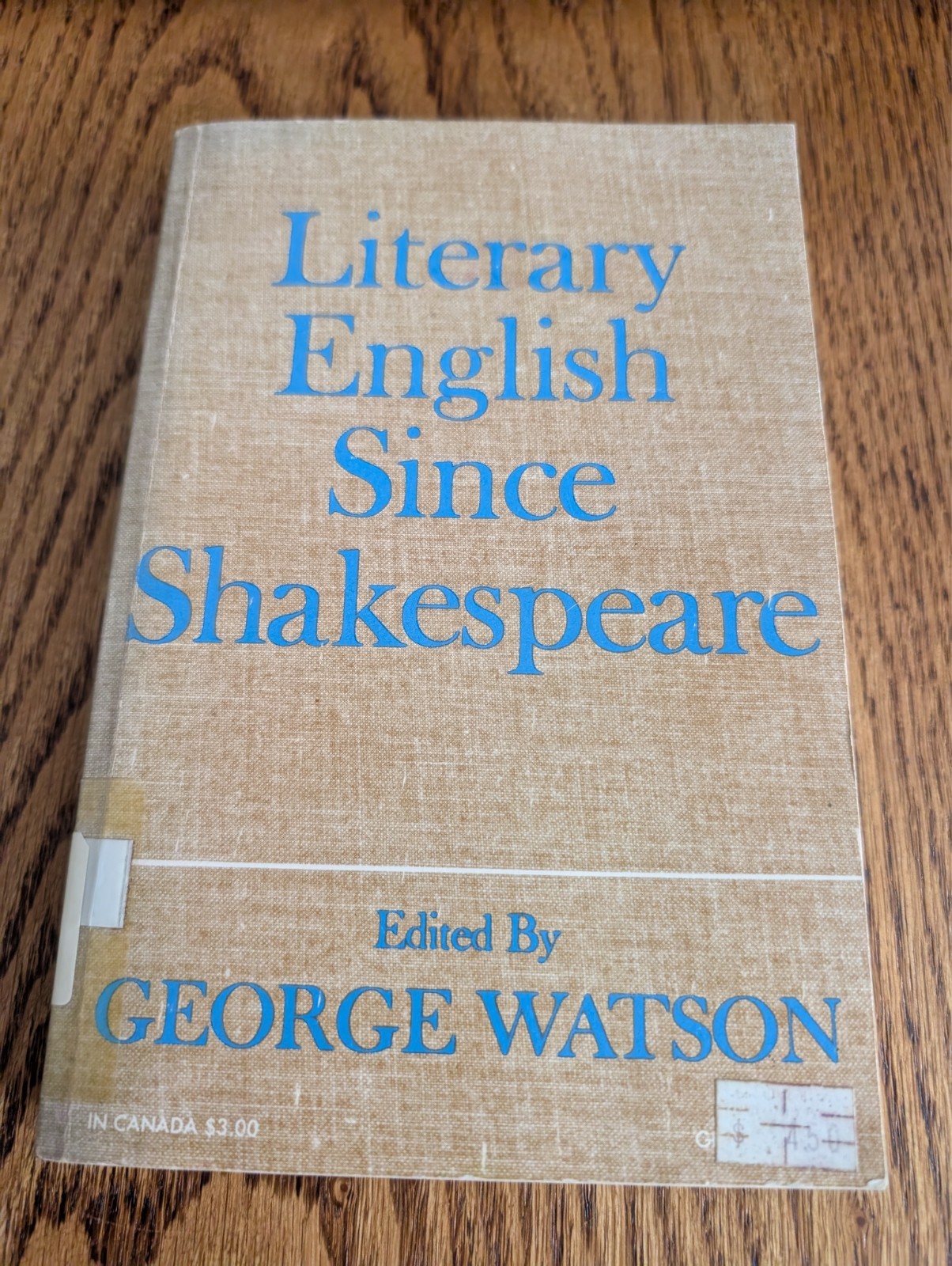 literary English since Shakespeare Watson, George Trade Paperback