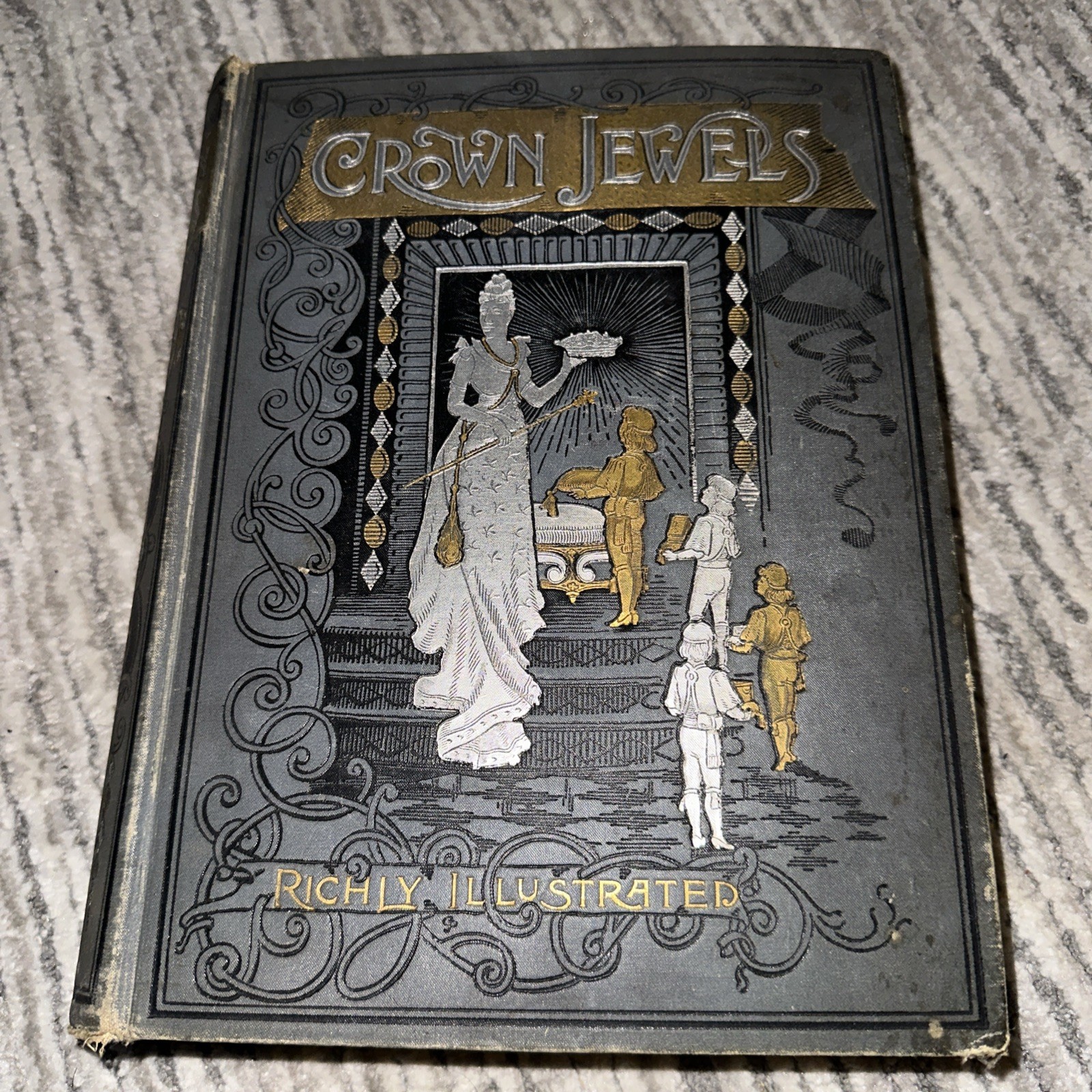 Vtg 1888 Book Crown Jewels Gems of Literature Art & Music Steel Plate Engraving