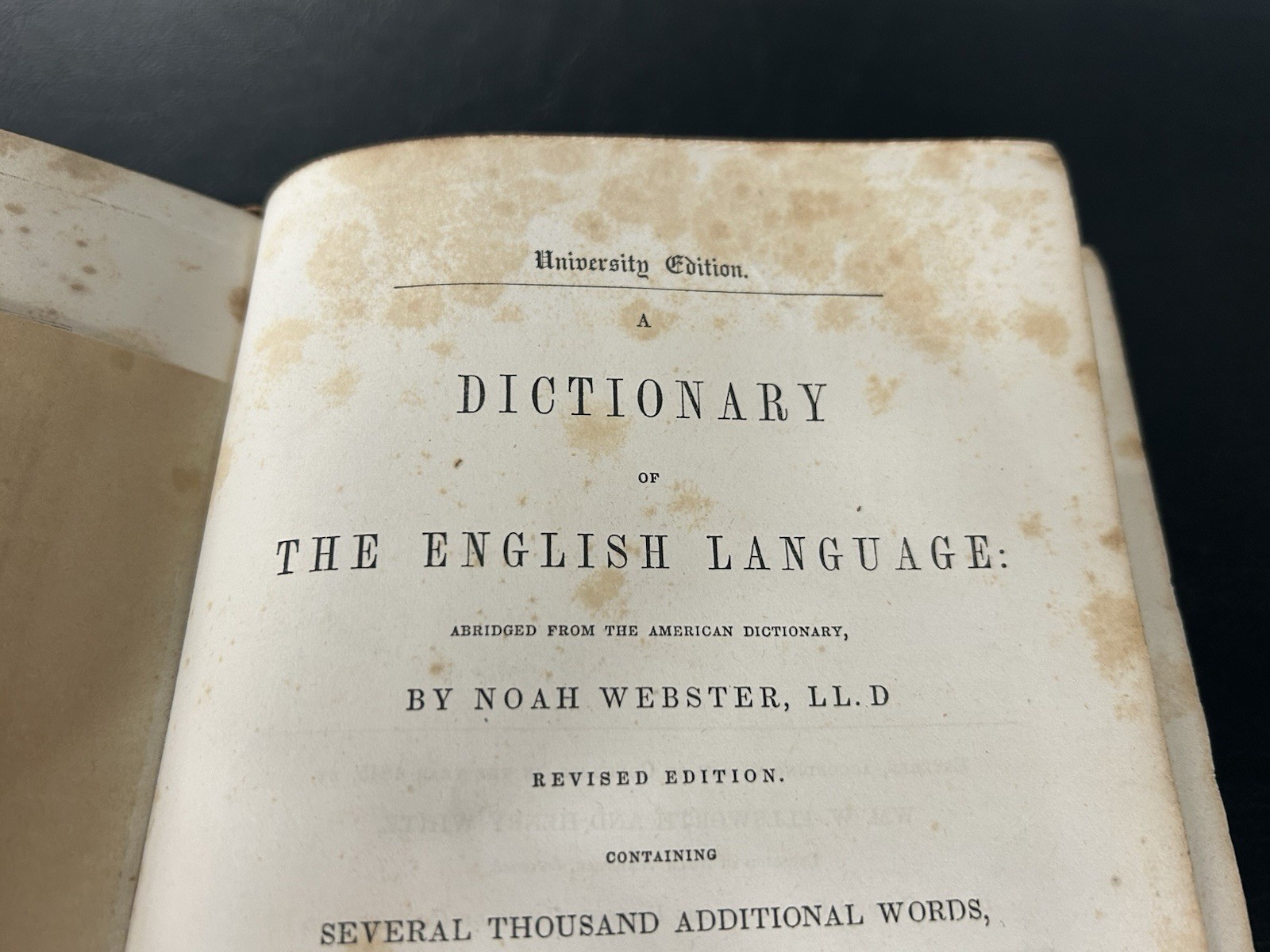 Webster’s English Dictionary – Noah Webster Leather Bound Hardcover 1847