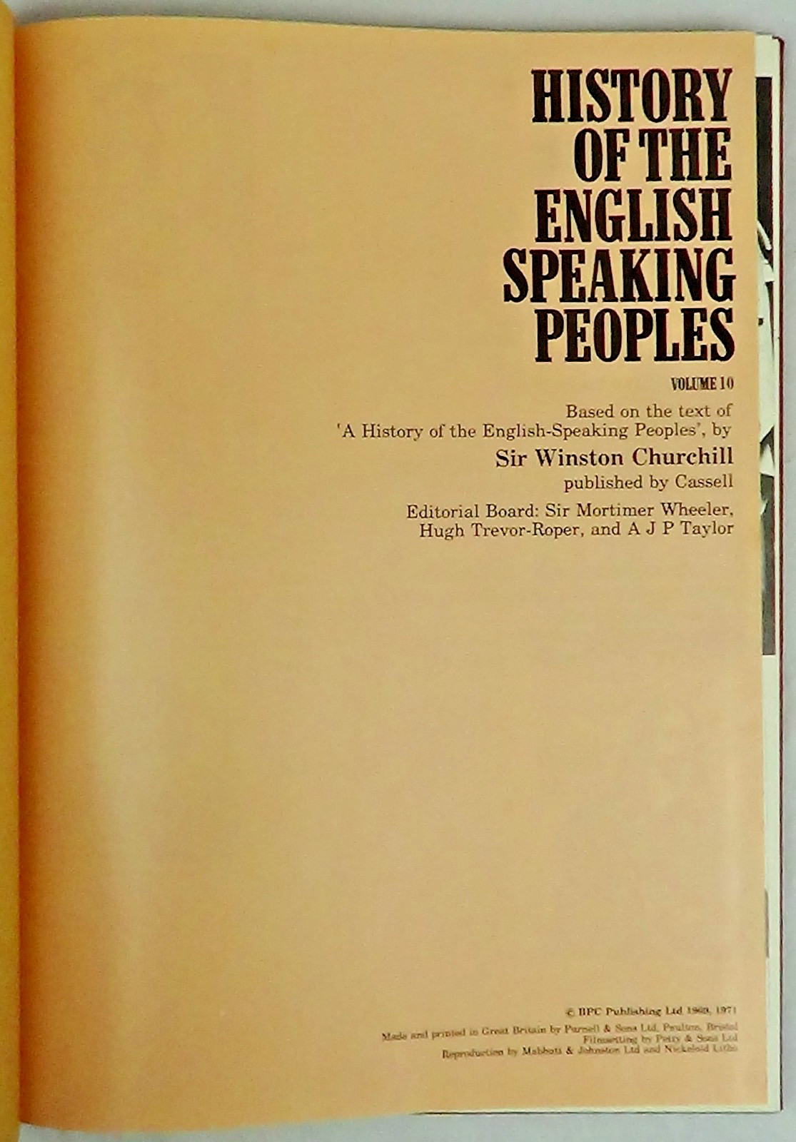 History Of The English Speaking Peoples Volume 10 Churchill Purnell 1971 HB Book