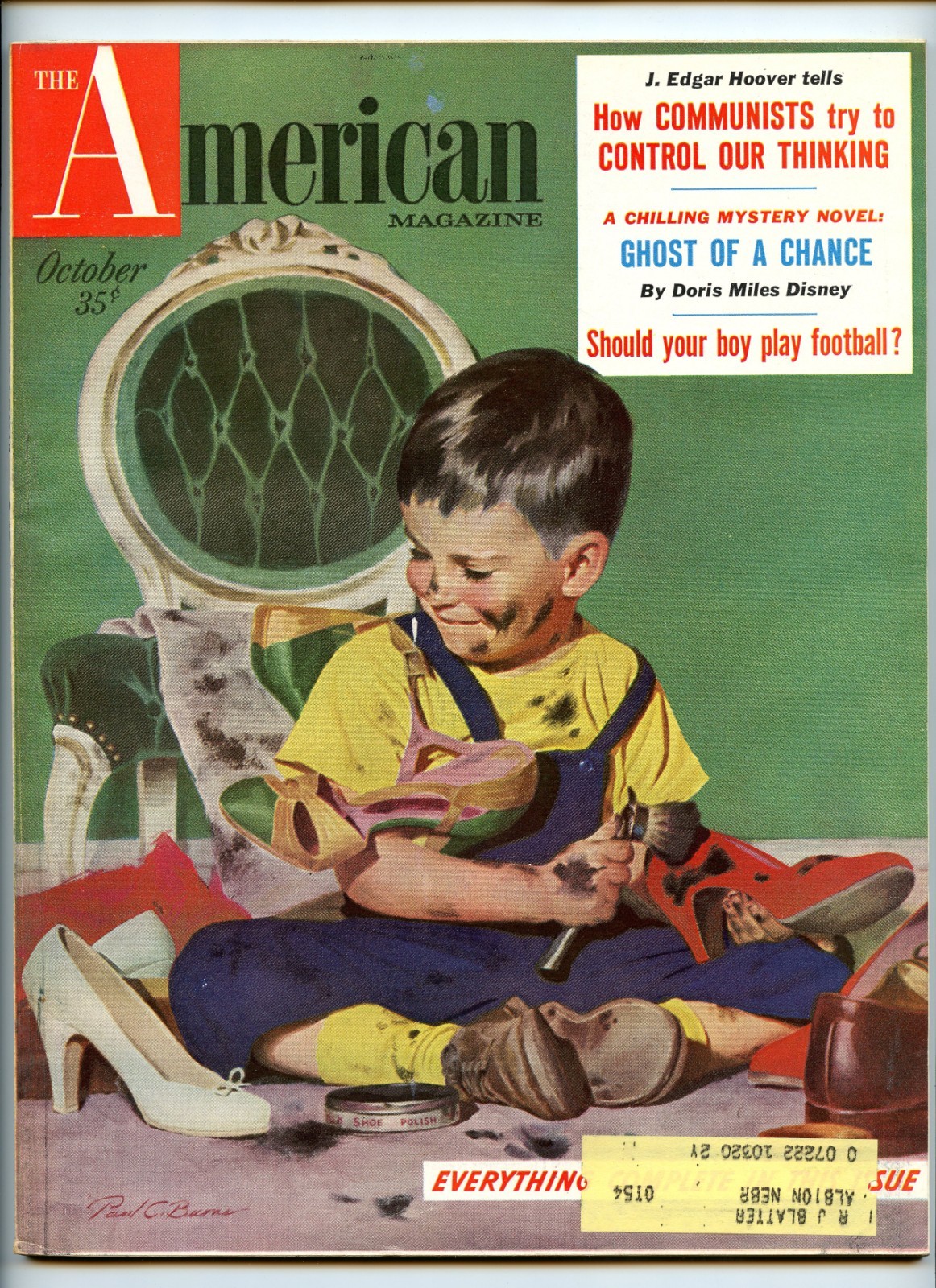 The American Magazine ~ October 1954 ~ Paul C. Burns Art Cover ~ VG