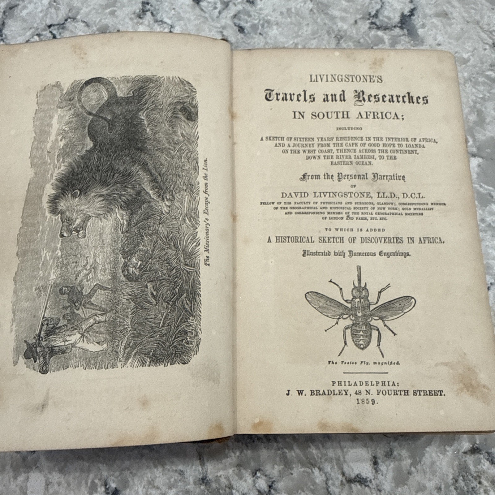 1859 Livingstone’s Travels and Researches In South Africa by Dr. Livingstone HC
