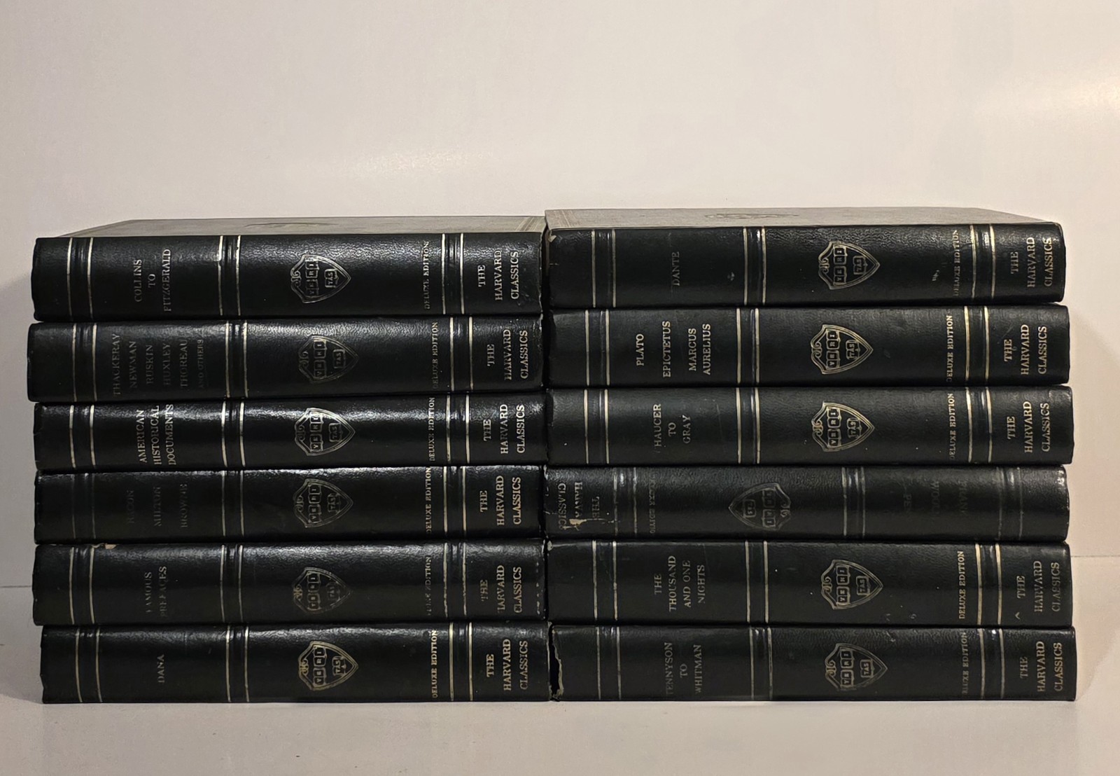 Lot Of 12 Harvard Classics Registered Deluxe Edition Green books Faux Leather