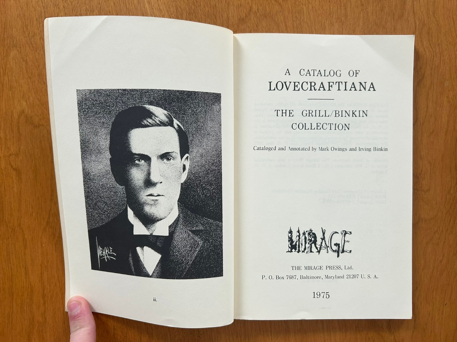 1975 A Catalog of Lovecraftiana – The Grill/Binkin Collection – H.P. Lovecraft