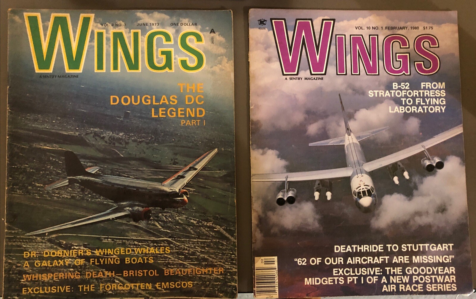 Vtg Military Aviation Magazines Wings VOL.3 NO. 3 JUNE 1973 & Vol 10 No 1, 1980