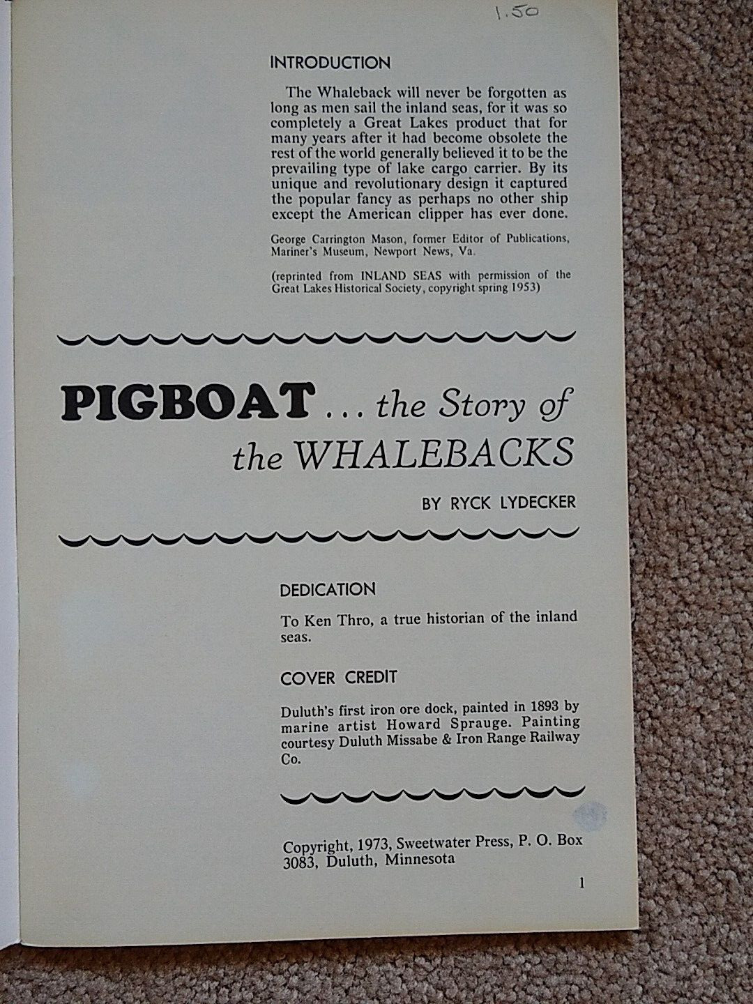 Pigboat The Story Of The Whalebacks SC 1973 Booklet 36pgs Ryck Lydecker