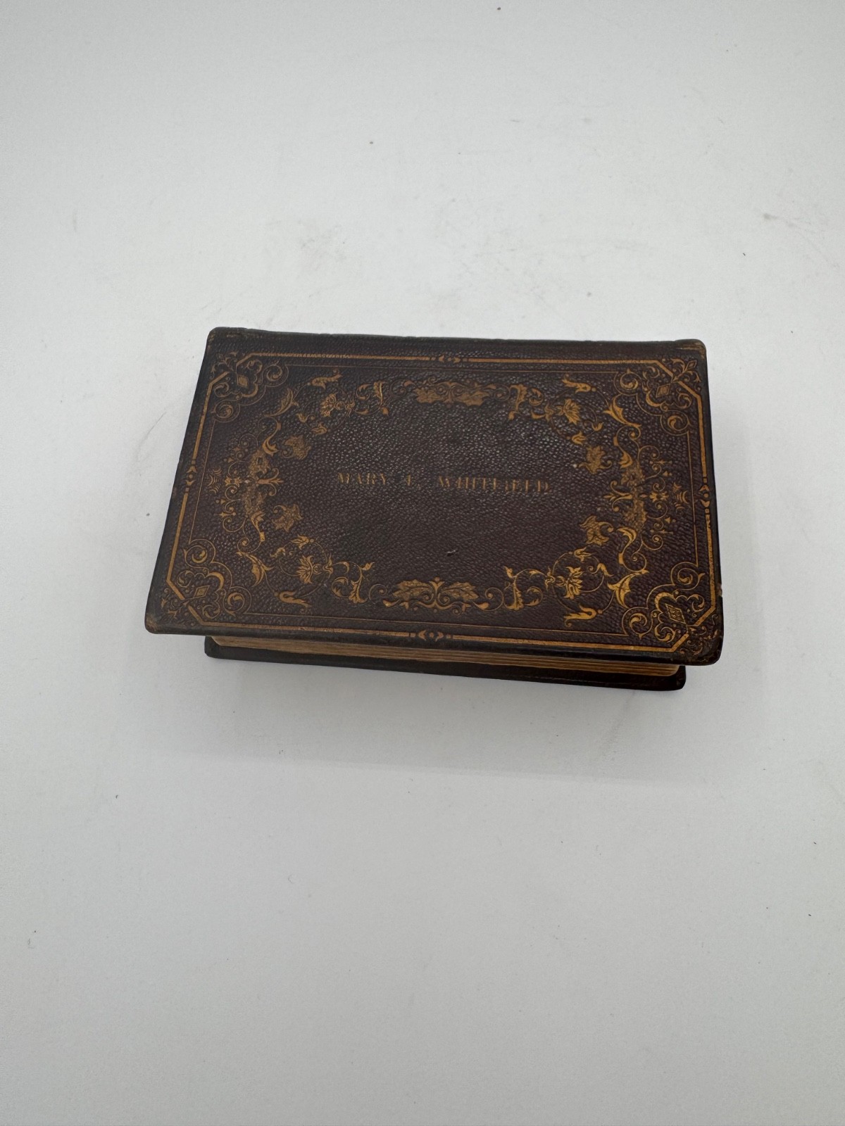 Antique 1849 Mini Methodist Hymnal Wesley Hymns Gold Leather Episcopal Church