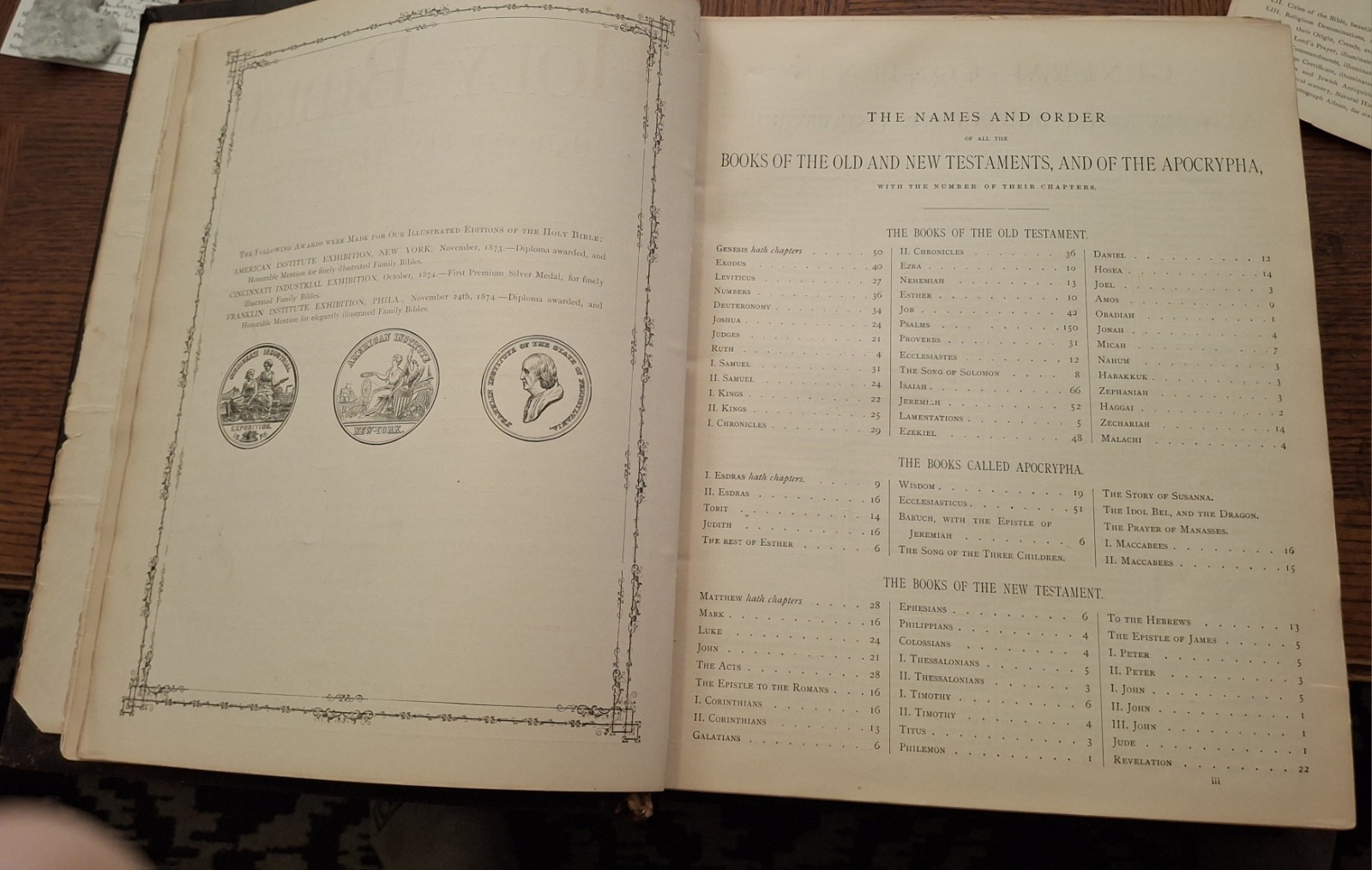 Antique Bible 1875 Apocrypha, Large Map, Restored Leather, Gilt