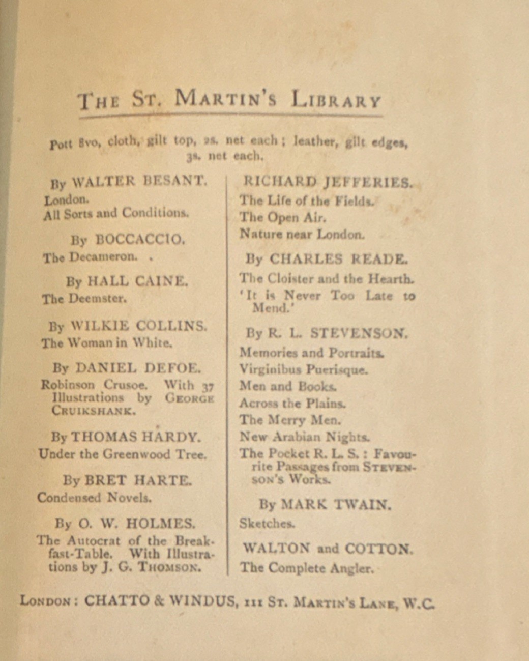 Robert Louis Stevenson Familiar Studies Chatto & Windus Fine Binding 1905