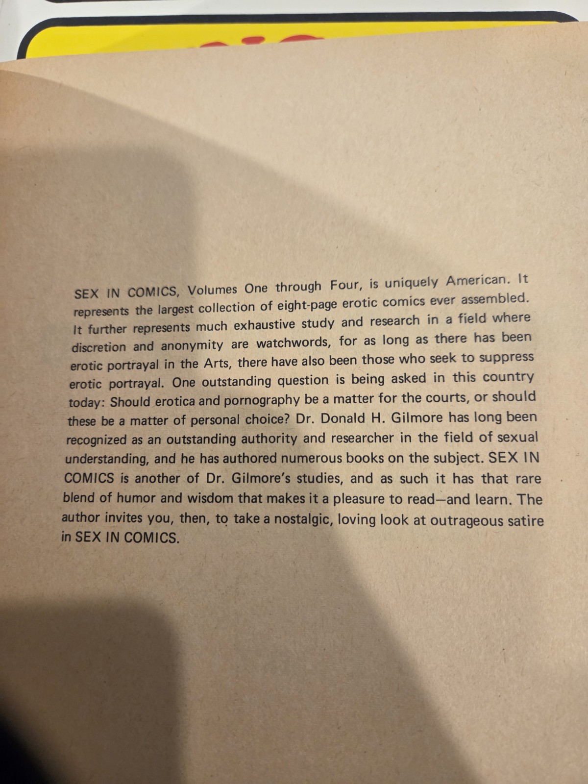 SEX IN COMICS: A HISTORY OF THE EIGHT PAGERS (4 VOLUMES) Donald Gilmore 1971