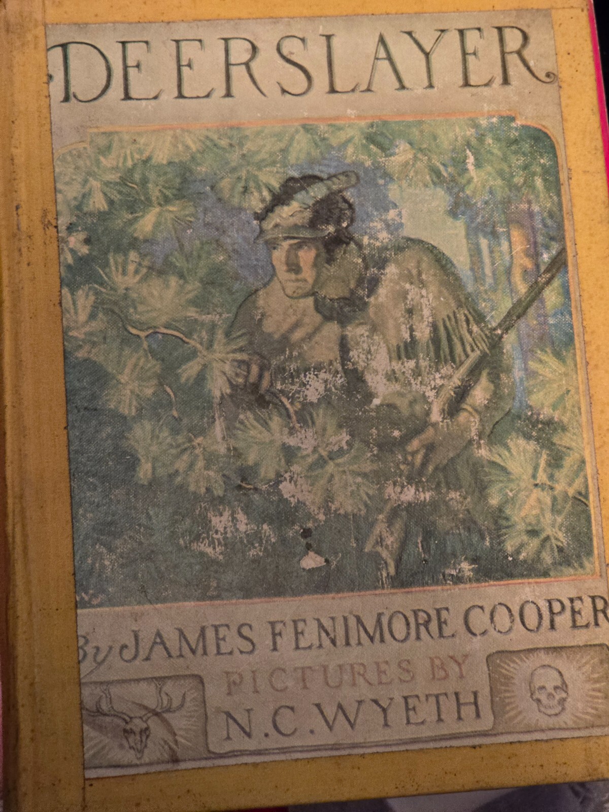 THE DEERSLAYER- ANTIQUE BOOK- JAMES FENIMORE COOPER- N.C. WYETH COLOR PLATES