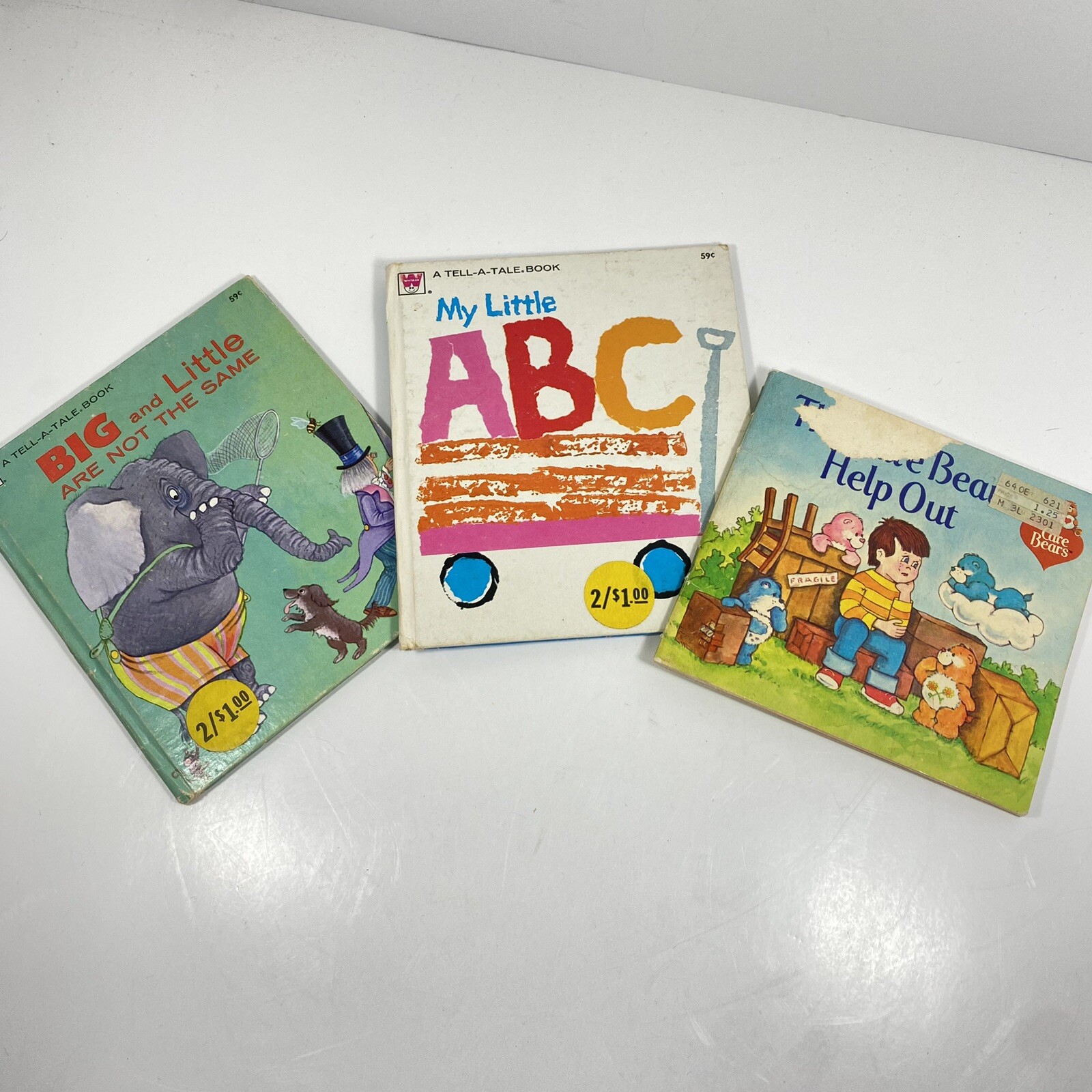 Vtg Tell-A-Tale Lot 3 Books 1972 Big and Little My Little ABC 1983 Care Bears