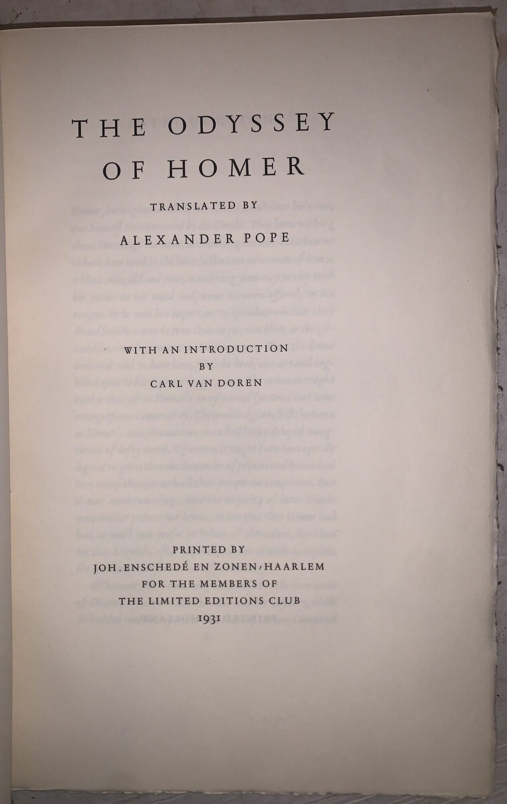 The Iliad of Homer & The Odyssey of Homer, Limited Editions Club, Signed, 1931