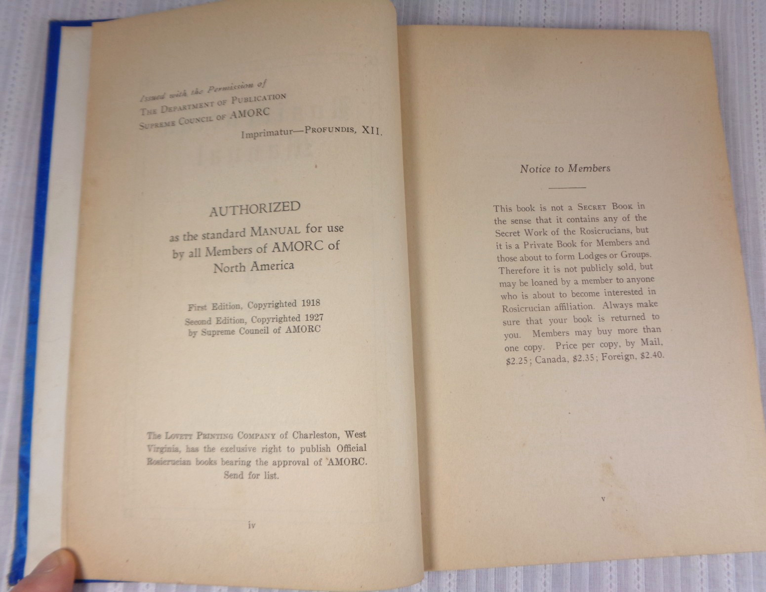Rosicrucian Manual AMORC H. Spencer Lewis 1927 2nd Edition Hardcover