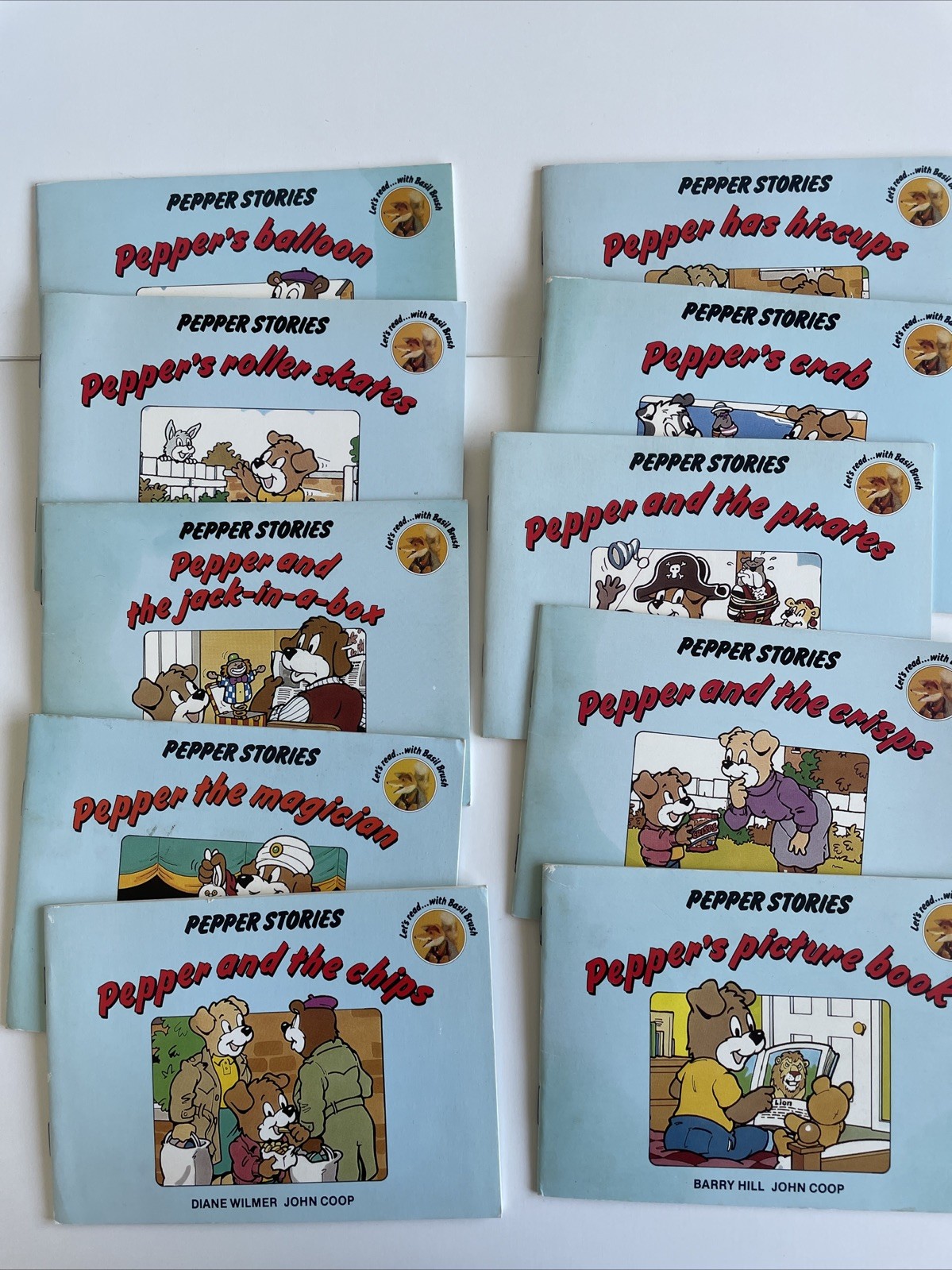 Bundle of 10 Vintage Pepper Stories PB Books (Let’s Read With Basil Brush, 80s