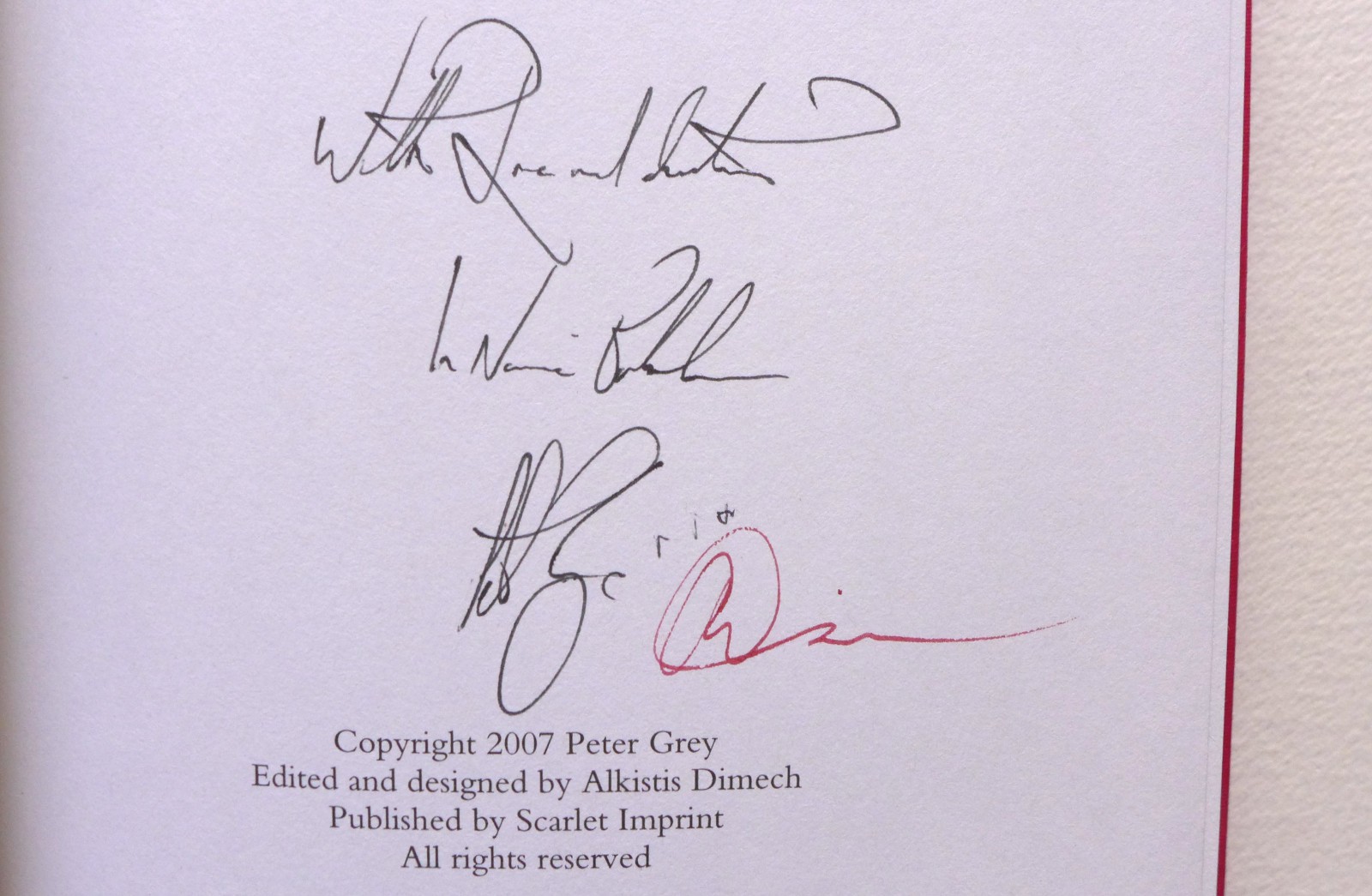 PETER GREY THE RED GODDESS FINE 2008 SCARLET IMPRINT OUT OF NO. COPY SIGNED