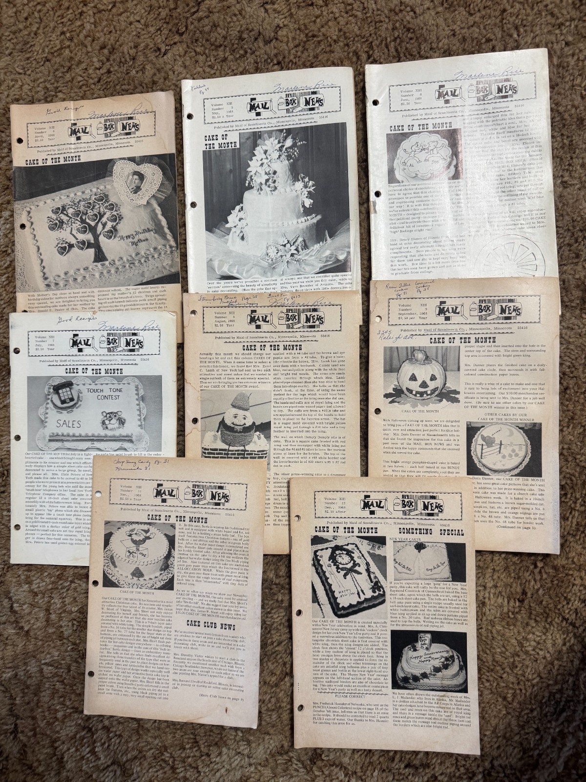 Large Collection of Vintage Mailbox News “Cake of the Month” Magazines 1968-1975