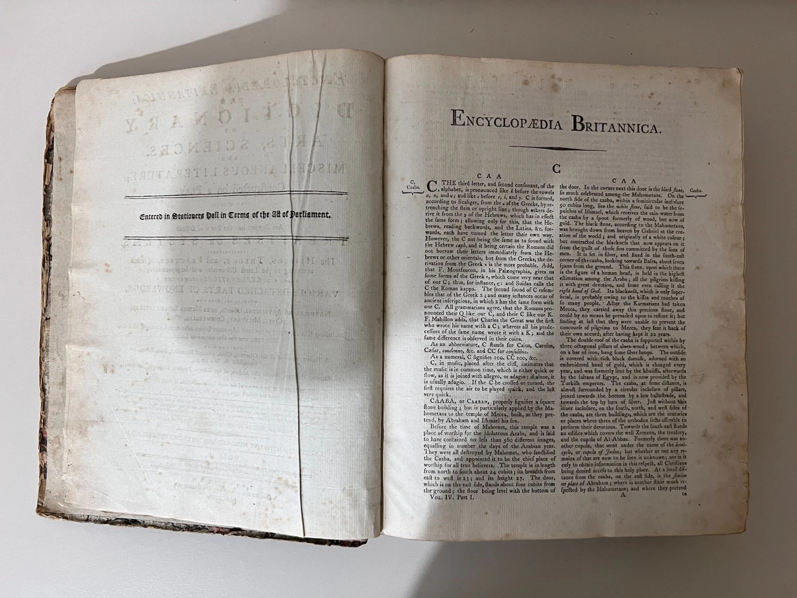 1797 Encyclopaedia Britannica 3rd Edition Antique Vol 4 Leather Spine Book