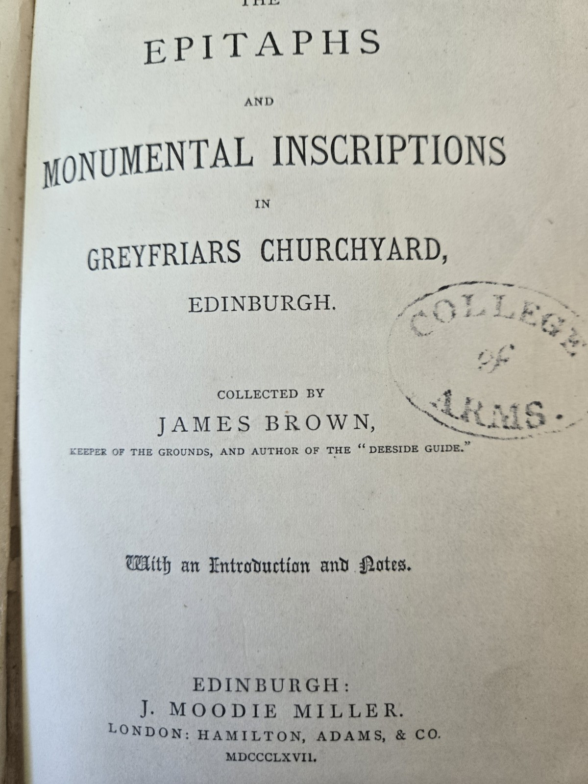 The Epitaphs & Monumental Inscriptions in Greyfriars Churchyard, Edinburgh, 1867