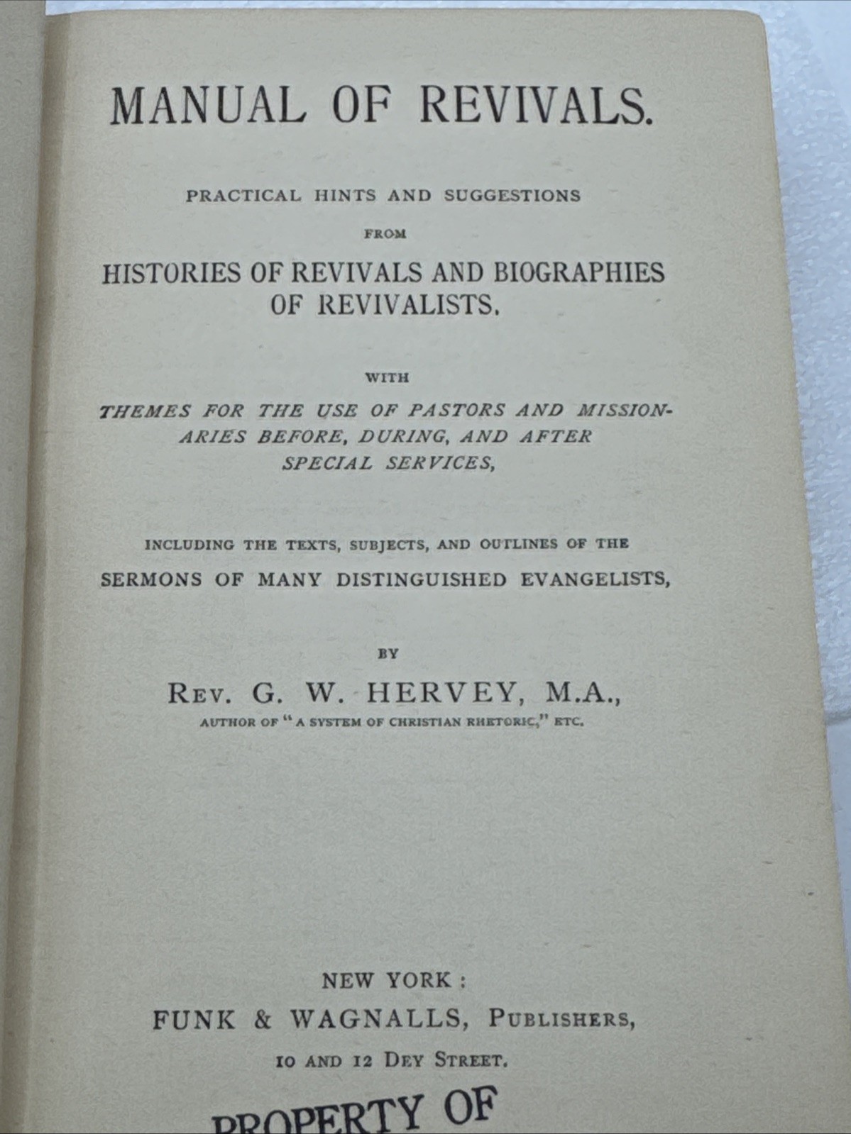Antique Book: Manual of Revivals (1884) Rev G.W. Hervey, There’s For Pastors HC