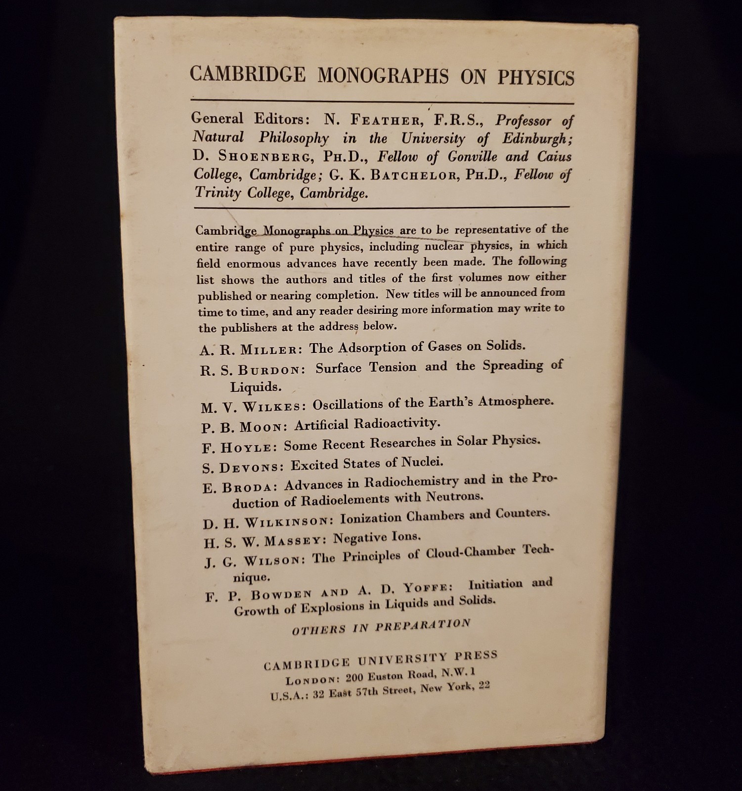 H. Bondi / Cosmology – 1st Edition 1952 *SCARCE* w/ Jacket Very Good Condition