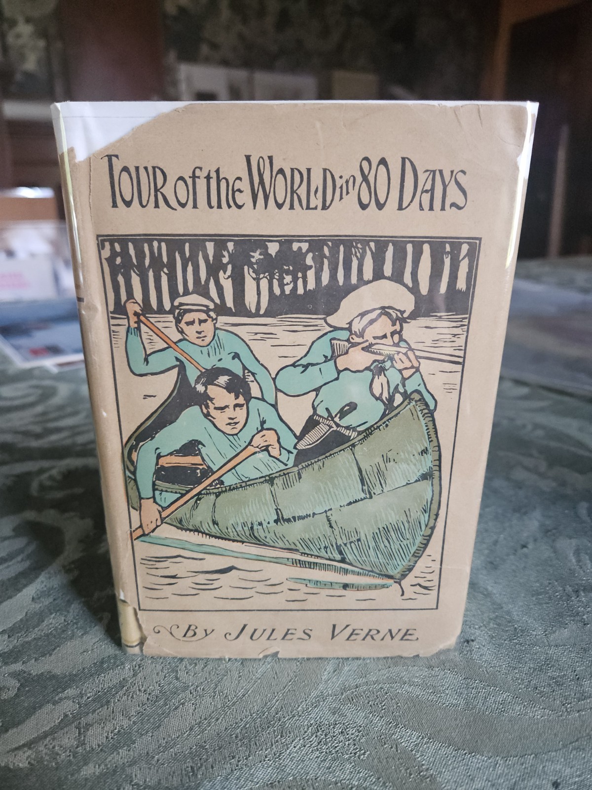 1909 Jules Verne Tour Of The World in 80 Days A L BURT w’ Hilarious Dustjacket