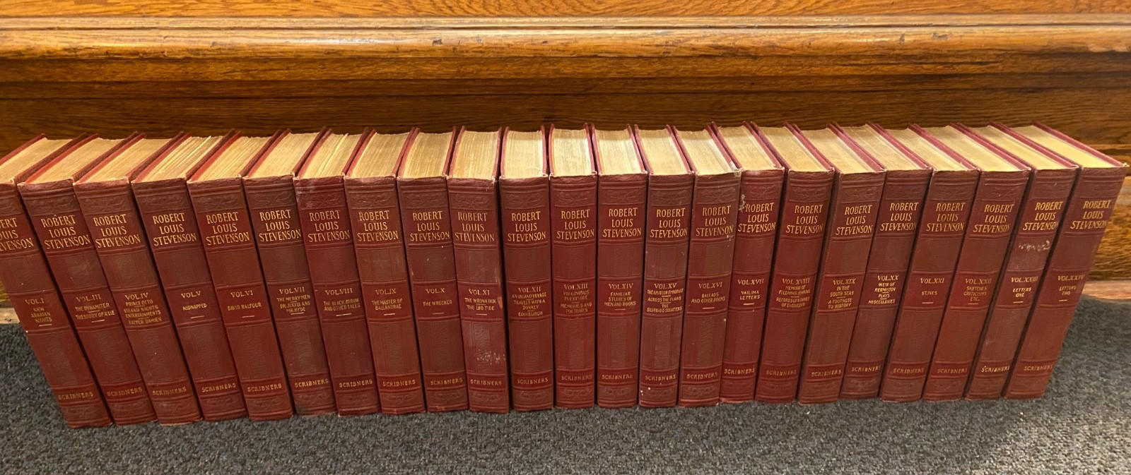 Robert Louis Stevenson Set Of 23 volumes Scribner’s 1924 Antique Embossed HC