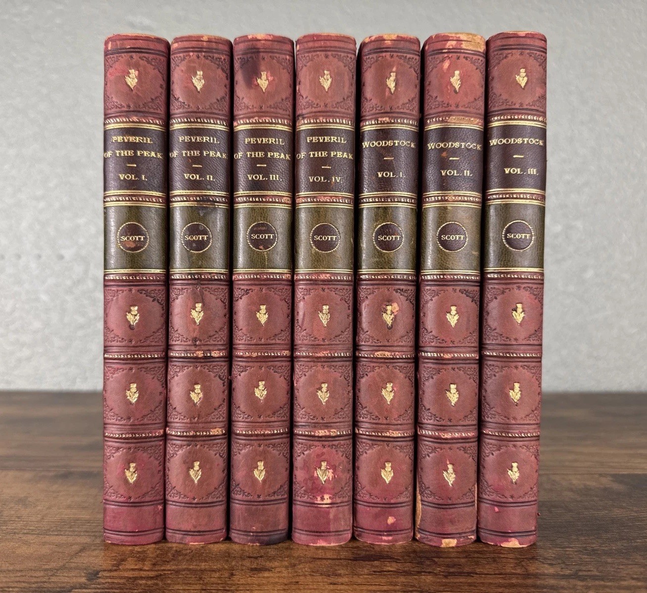 SIR WALTER SCOTT’S PERCIVAL OF THE PEAK & WOODSTOCK 1822/26 1ST ED ORI. BINDINGS