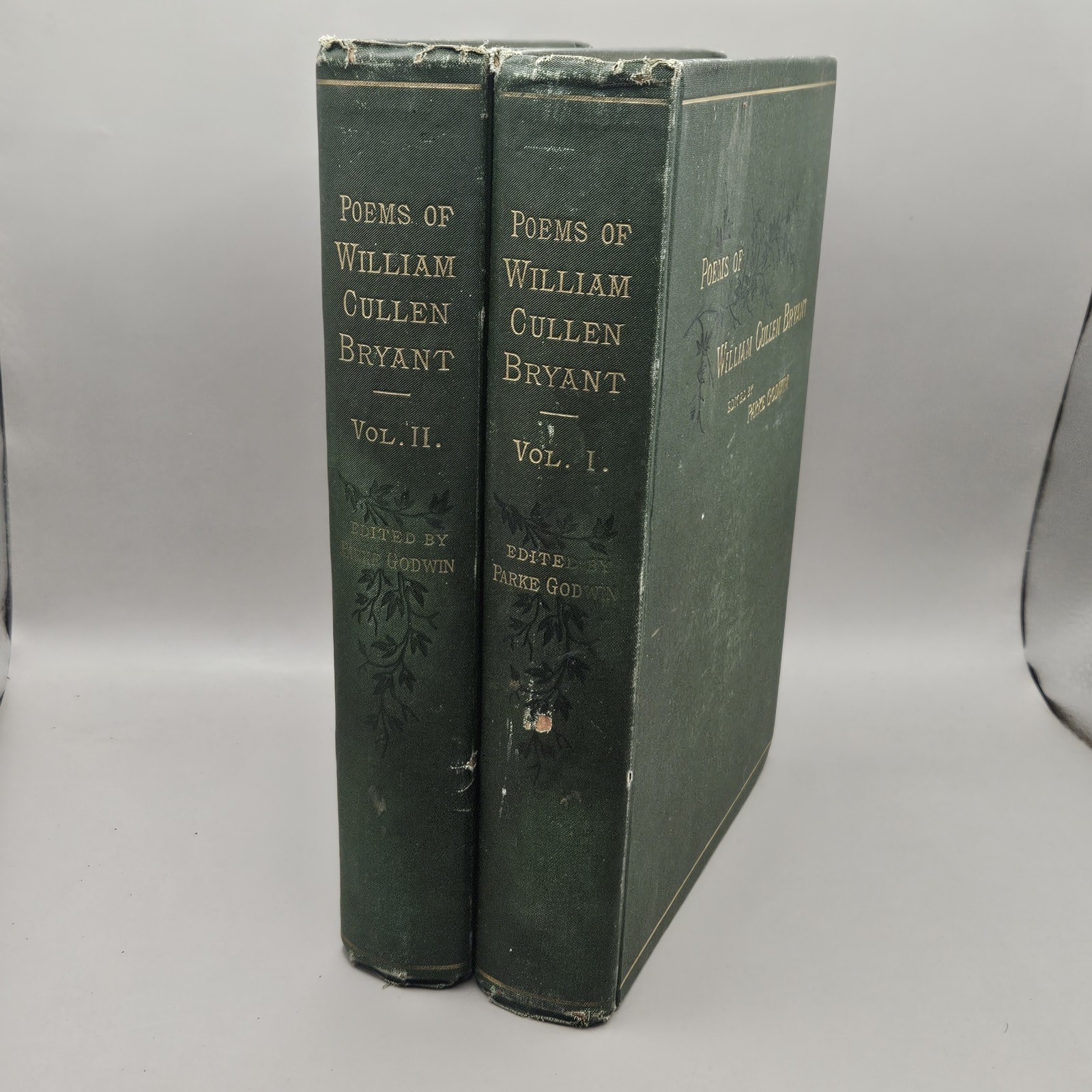 Antique Book Set: 1883 Poems of William Cullen Bryant 2 Volumes by Parke Godwin
