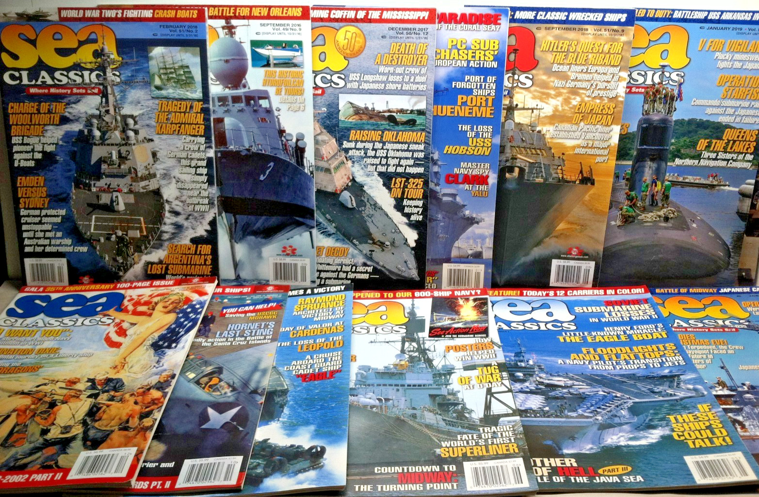 Sea Classics Magazine Lot of 13 Issues (2001 – 2020) Ships, Navy, War