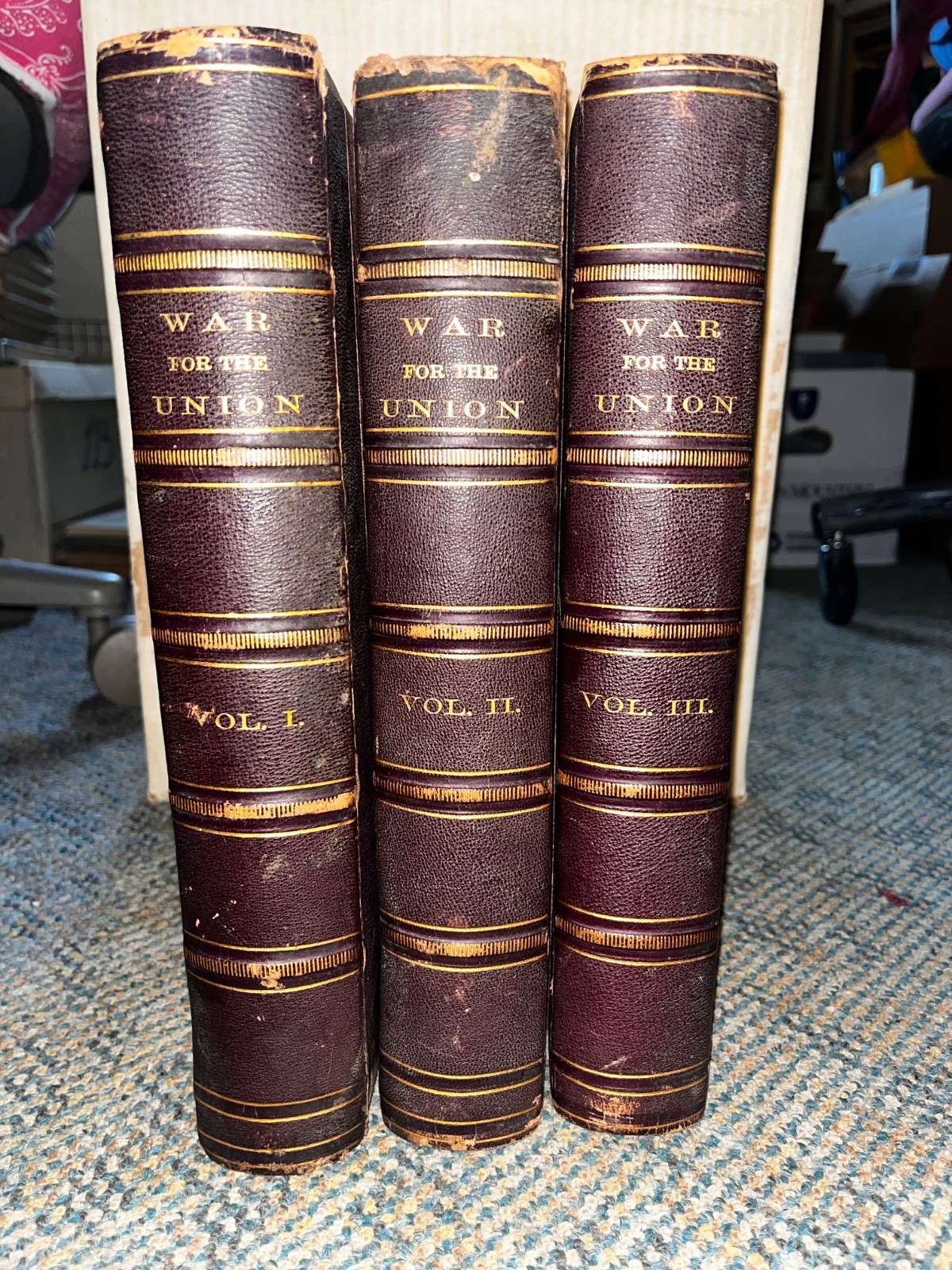War for Union-Civil, Military, Naval by E A Duyckinck, 3 Vols, Johnson Fry, 1865