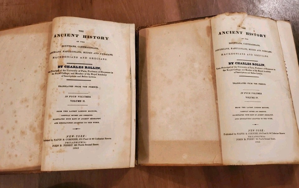 ANCIENT HISTORY by Charles Rollin 2 Volumes 1843 Egyptians, Persians, Greece