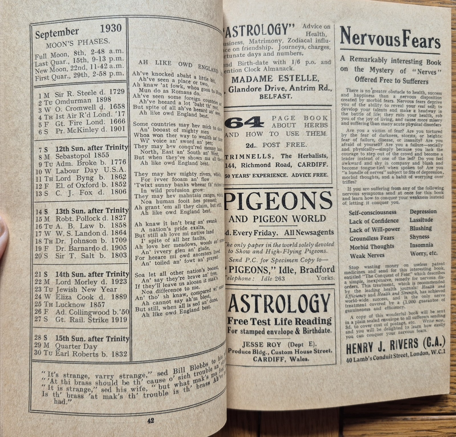 Hartley’s Original Clock Almanacks -Yorkshire Dialect x 8 Issues 1920’s – 40’s
